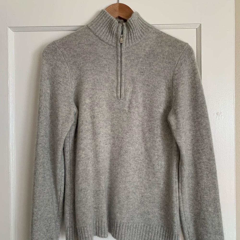 Gray Cashmere pullover with zip
